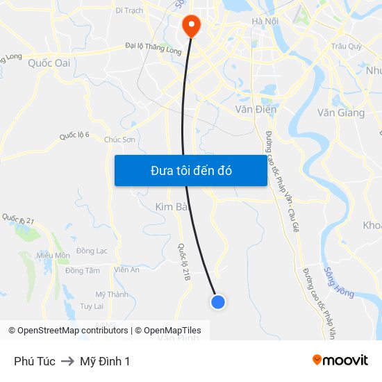 Phú Túc to Mỹ Đình 1 map