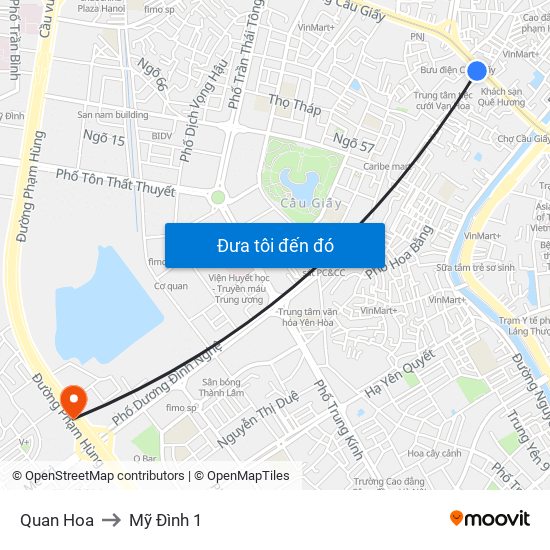 Quan Hoa to Mỹ Đình 1 map