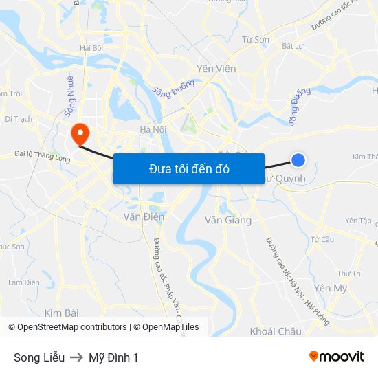 Song Liễu to Mỹ Đình 1 map