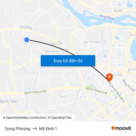 Song Phượng to Mỹ Đình 1 map