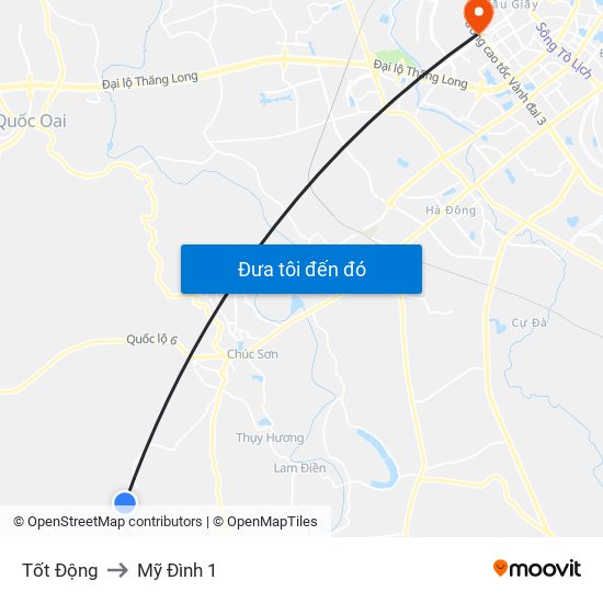 Tốt Động to Mỹ Đình 1 map