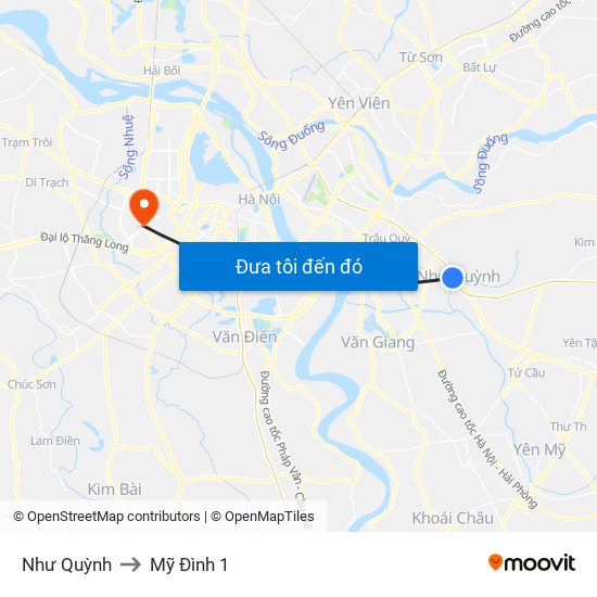 Như Quỳnh to Mỹ Đình 1 map