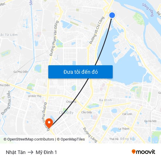 Nhật Tân to Mỹ Đình 1 map