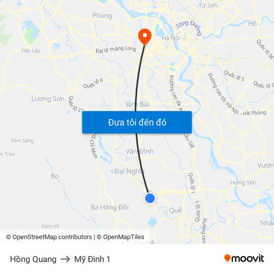 Hồng Quang to Mỹ Đình 1 map