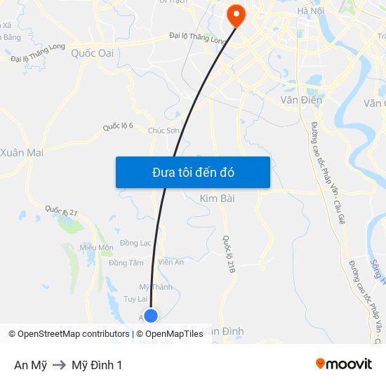 An Mỹ to Mỹ Đình 1 map