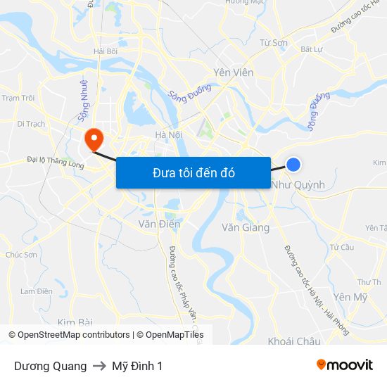 Dương Quang to Mỹ Đình 1 map