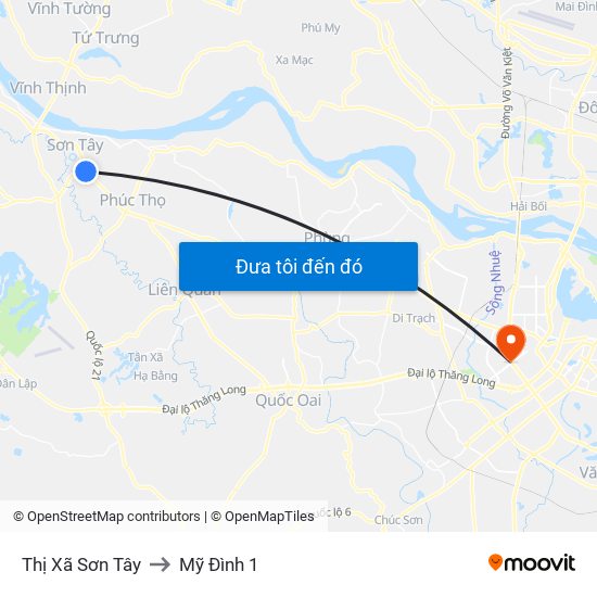 Thị Xã Sơn Tây to Mỹ Đình 1 map