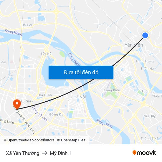 Xã Yên Thường to Mỹ Đình 1 map