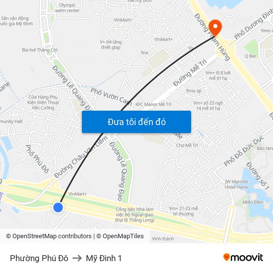 Phường Phú Đô to Mỹ Đình 1 map