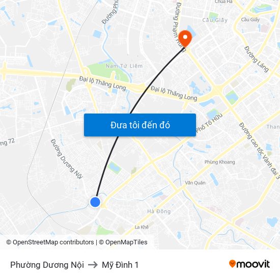 Phường Dương Nội to Mỹ Đình 1 map