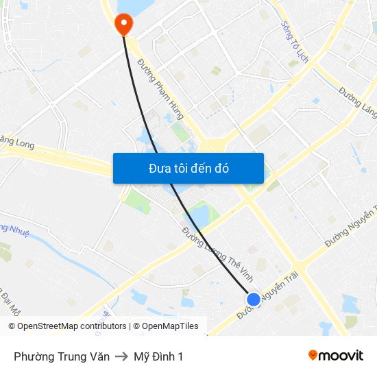 Phường Trung Văn to Mỹ Đình 1 map