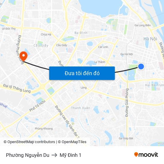 Phường Nguyễn Du to Mỹ Đình 1 map