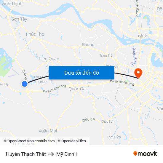 Huyện Thạch Thất to Mỹ Đình 1 map