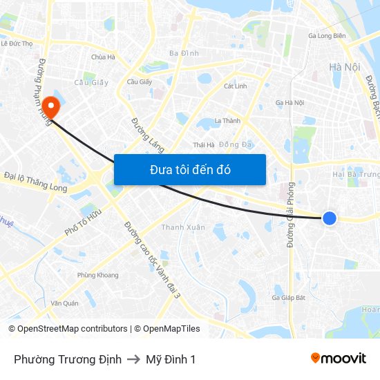 Phường Trương Định to Mỹ Đình 1 map