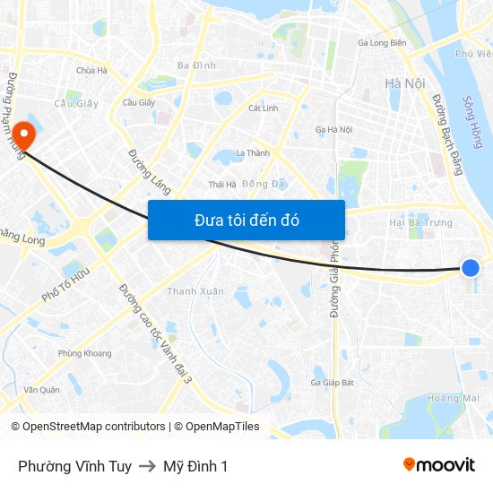 Phường Vĩnh Tuy to Mỹ Đình 1 map