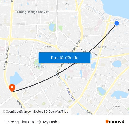 Phường Liễu Giai to Mỹ Đình 1 map