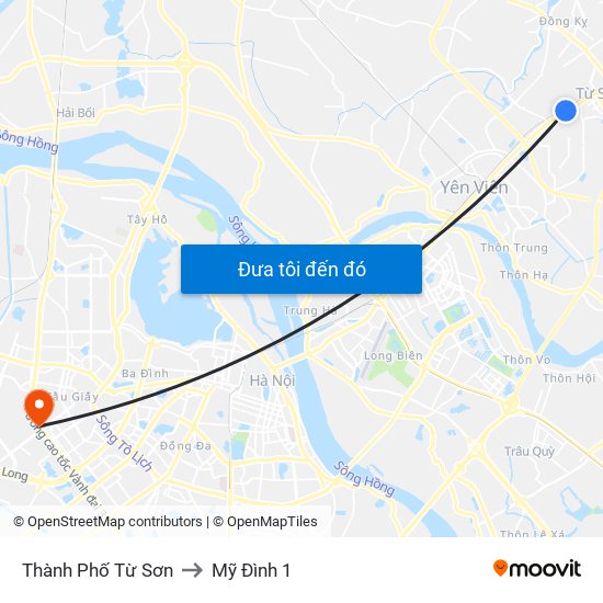 Thành Phố Từ Sơn to Mỹ Đình 1 map