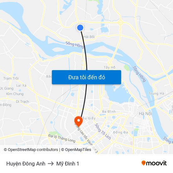 Huyện Đông Anh to Mỹ Đình 1 map