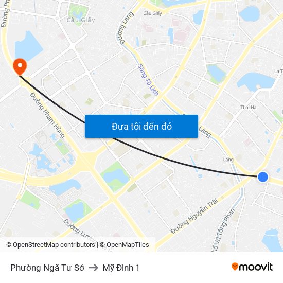 Phường Ngã Tư Sở to Mỹ Đình 1 map