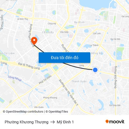 Phường Khương Thượng to Mỹ Đình 1 map