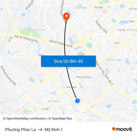 Phường Phúc La to Mỹ Đình 1 map