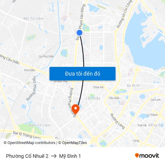 Phường Cổ Nhuế 2 to Mỹ Đình 1 map