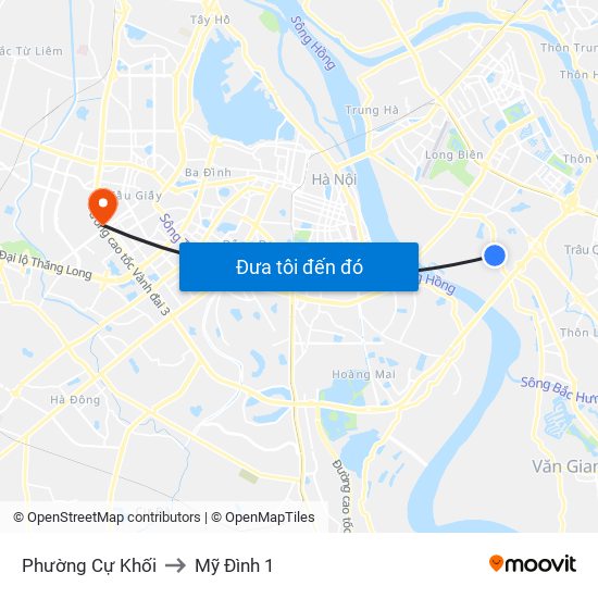 Phường Cự Khối to Mỹ Đình 1 map