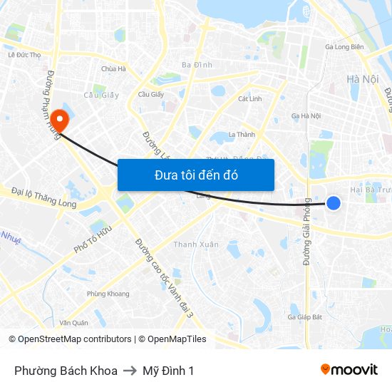 Phường Bách Khoa to Mỹ Đình 1 map