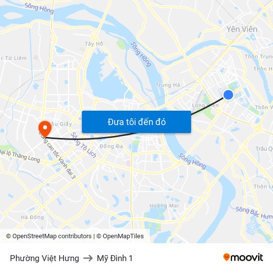 Phường Việt Hưng to Mỹ Đình 1 map