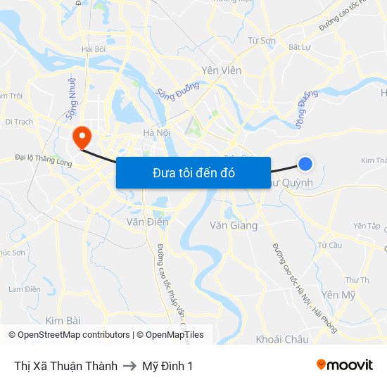 Thị Xã Thuận Thành to Mỹ Đình 1 map