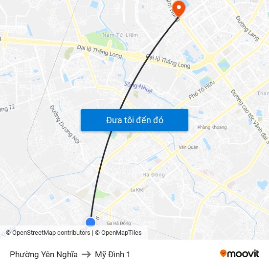 Phường Yên Nghĩa to Mỹ Đình 1 map