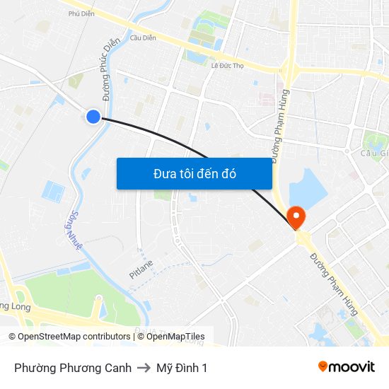 Phường Phương Canh to Mỹ Đình 1 map