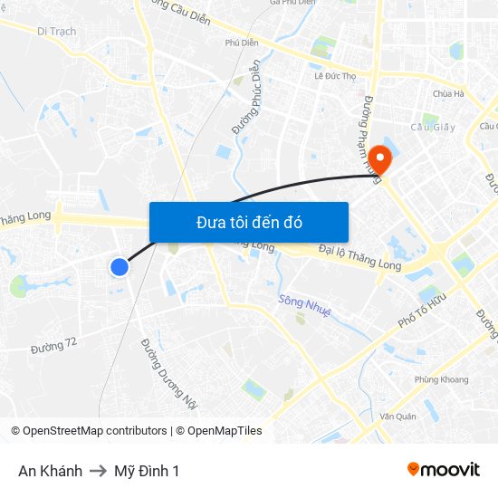 An Khánh to Mỹ Đình 1 map