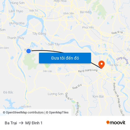 Ba Trại to Mỹ Đình 1 map