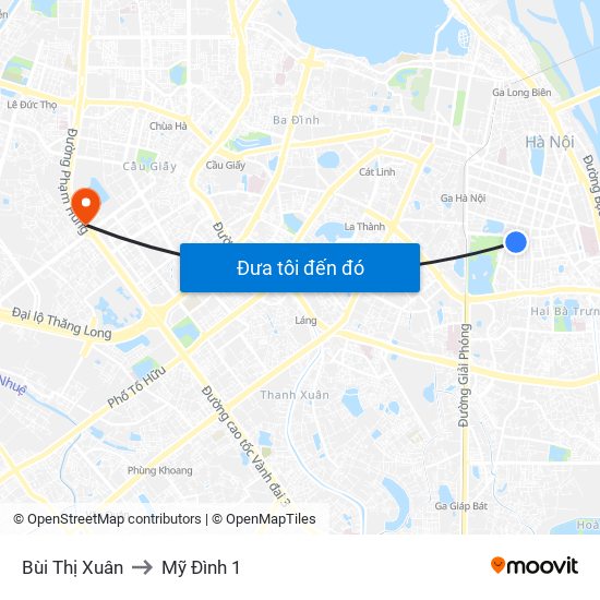 Bùi Thị Xuân to Mỹ Đình 1 map