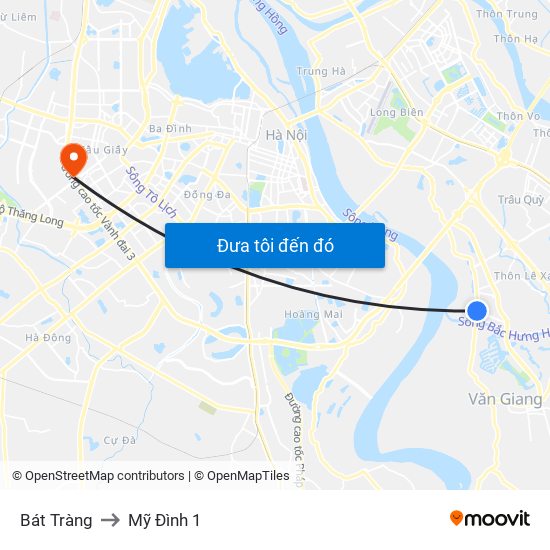 Bát Tràng to Mỹ Đình 1 map