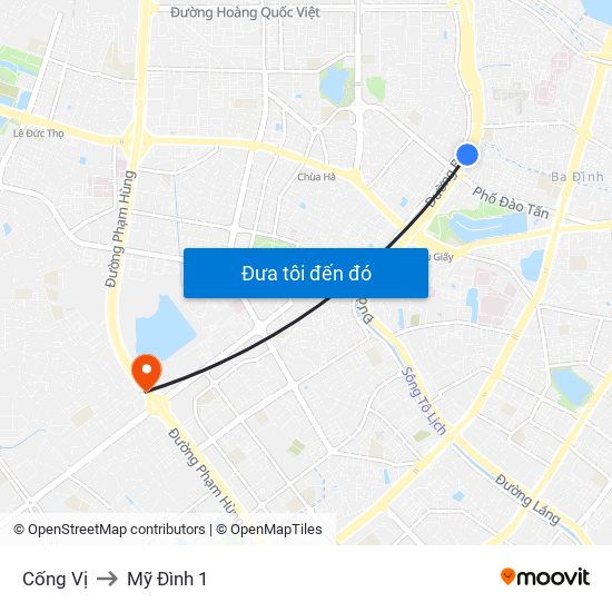 Cống Vị to Mỹ Đình 1 map