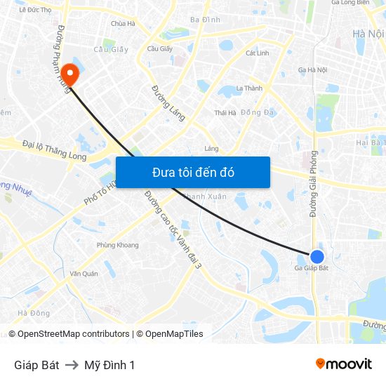 Giáp Bát to Mỹ Đình 1 map