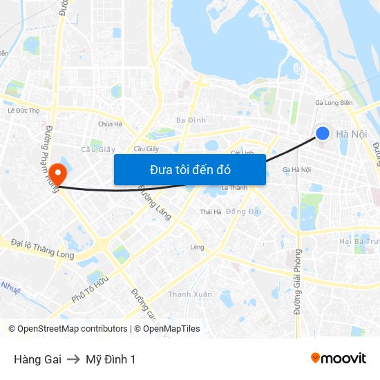 Hàng Gai to Mỹ Đình 1 map