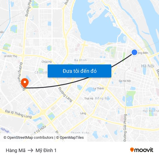 Hàng Mã to Mỹ Đình 1 map
