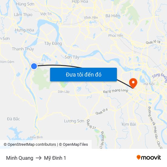 Minh Quang to Mỹ Đình 1 map