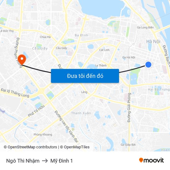 Ngô Thì Nhậm to Mỹ Đình 1 map