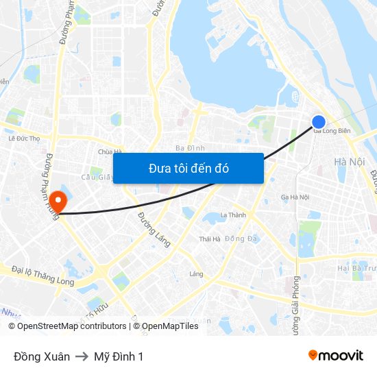 Đồng Xuân to Mỹ Đình 1 map