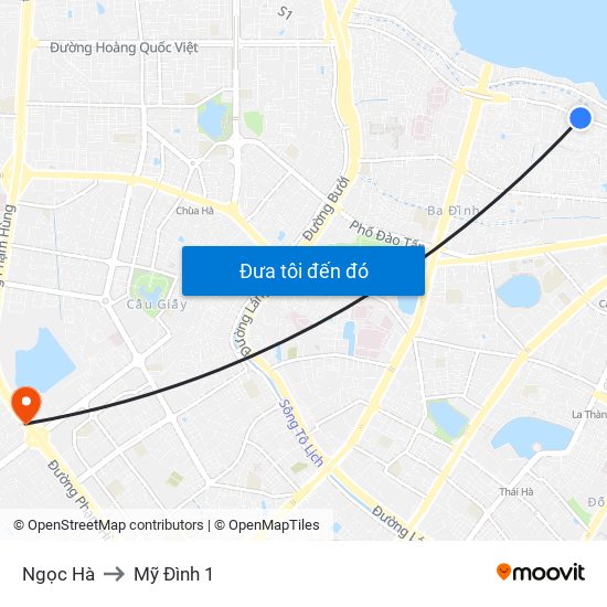 Ngọc Hà to Mỹ Đình 1 map