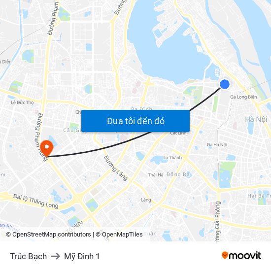 Trúc Bạch to Mỹ Đình 1 map