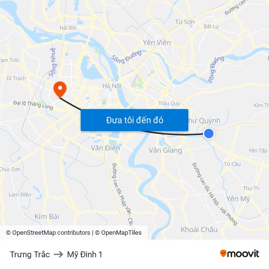 Trưng Trắc to Mỹ Đình 1 map