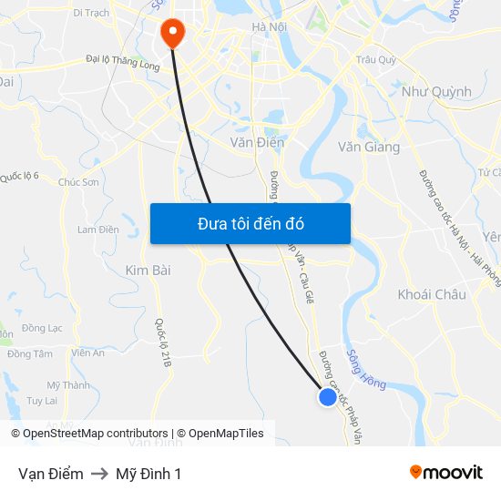 Vạn Điểm to Mỹ Đình 1 map