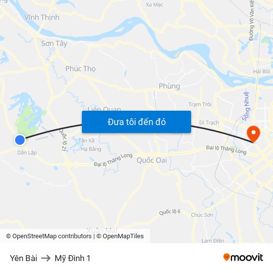 Yên Bài to Mỹ Đình 1 map