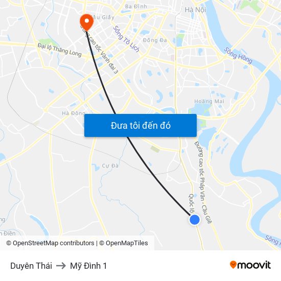 Duyên Thái to Mỹ Đình 1 map