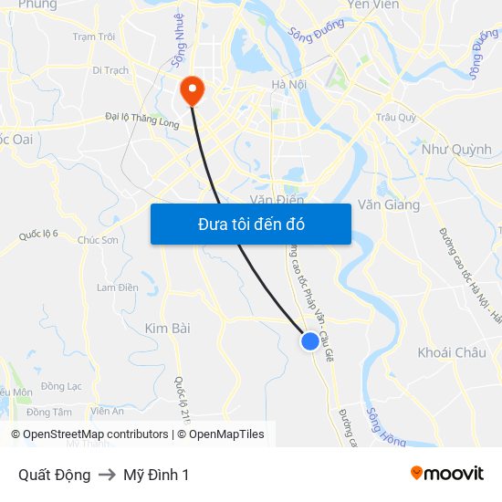 Quất Động to Mỹ Đình 1 map